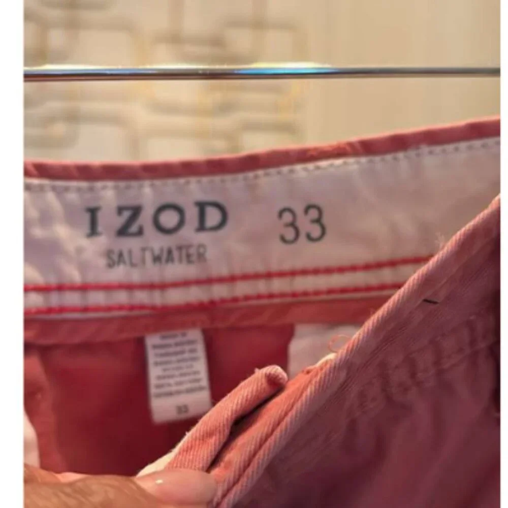 IZOD Saltwater Men’s Chino Shorts Coral Pink Size 33